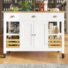ROLLING KITCHEN ISLAND STORAGE TROLLEY CABINET WITH LARGE WOOD TOP, 3 DRAWERS