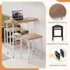 Natural Dining Table Set 3PCS with 2 Stools Storage Rack Footrest