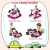4-in-1 Baby Walker Foldable Activity Push Walker w/ Adjustable Height & Speed