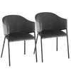 Set of 2 Grey Dining Chairs Velvet Padded Seat Metal Legs Kitchen