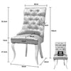 Light Grey Crushed Velvet Lion Knocker Buttoned Back Dining Chair w/ Chrome Legs