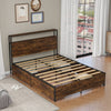 Double/King Size Bed Frame with Storage Headboard, 4 Drawers Platform Slats Bed