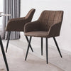 Set of 2 Brown Faux Leather Dining Chairs Armchair Kitchen Restaurant Modern