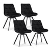 4xBlack 360° Swivel Dining Chairs Velvet Padded Seat Dining Room Kitchen