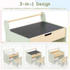 Kids Table and Chair Set w/ Storage and Paper Roll Holder-Green