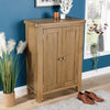 Holcombe Shoe Cabinet Cupboard 2 Door Hallway Storage Oak Rack Stand Solid Wood