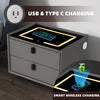 2 Drawers LED Bedside Table Wireless Charging Nightstand Bedside Cabinet Modern