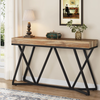 Console Table 55in Entryway Sofa Table Wood Top Metal Frame Hallway Rustic