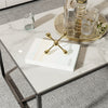 Modern Marble Coffee Table Rectangle Cocktail Table with Black Frame Living Room