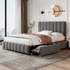 Upholstered Storage Double Bed Frame with Adjustable Headboard 135x190cm, Grey