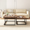 Set of 2 Nesting Coffee Table Wood Grain Top Industrial End Table Center Table