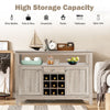 Drink Bar Cabinet Modern Sideboard Wine Rack Cupboard Bottle Storage Unit Grey