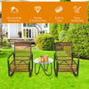 3Pcs Outdoor Rattan Sofa Set Garden Patio Furniture Set with Adjustable Feet