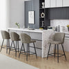 4X Grey PU Bar Stools Breakfast Pub Chair Footrest Kitchen Seat Height 66 cm