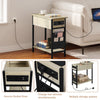 Nightstand End Table Bedside Table with Storage Bag USB Ports Charging Station
