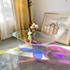 Acrylic Coffee Table Modern Accent Night Stand Iridescent Side Table Office Home