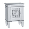 Unique Silver Mirrored Side Table Clock Display Elevated Legs Storage Nighstand