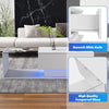 Wooden Coffee Table With Storage Sofa End Table LED Light for Living Room White