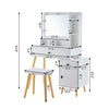 White Dressing Table Set Makeup Desk Mirror Stool Romovable Cabinet Wood Legs