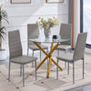 Round Clear Tempered Glass Dining Table Golden Metal Legs Dining Room Kitchen
