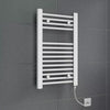 Bathroom Electric Heated Towel Rail Radiator Flat Ladder Modern White 700x400mm