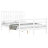 Gecheer Bed Frame with Headboard White 140x190 Solid Wood Bed Frame Q4Z9