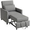 Single Chair Bed with Adjustable Backrest and Wheels for Living Room Grey