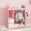 Pink Kids Wardrobe Clothes Hanging Drawer Toy Storage Cabinet Open Wardrobe New