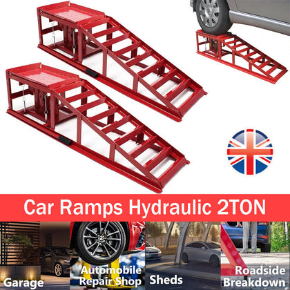 2 Ton Hydraulic Vehicle Car Ramp Jack Lift Adjustable Garage Workshop 1 Pair NEW