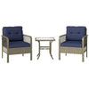 3 Pieces Rattan Bistro Set with Tempered Glass Table Charcoal Grey