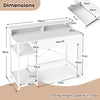 COSTWAY Computer Desk Writing Work Study Desk with Power Outlets-White