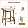 65CM Kitchen Dining Bar Stool Set of 2 Wooden Counter Height Saddle Stools