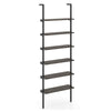 6-Tier Ladder Shelf Wall Mounted Bookshelf with Metal Frame