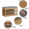 Shoe Bench Cabinet 2-Tier Flip-door Shoe Storage Rack with Seat Cushion Bamboo