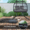 PE Rattan Double Hanging Egg Chair with Stand Foldable Wicker Swing Hammock Pod