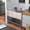 44 in Stainless Steel Sink Commercial Kitchen Prep Storage Shelf Wash Hand Basin