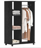 Open Wardrobe on Wheels, Bedroom Wardrobe Black 41-2-2