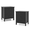 Bedroom Nightstand Set of 2 Compact Storage Chest w/ 3 Drawer-Black