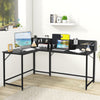 166CM Industrial Computer Desk Gaming Table L-Shaped Corner Workstation Black