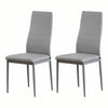 2Pcs Grey Leather Dining Chairs Kitchen Dinning Room Metal Leg Padded Seat Home