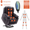 Electric Power Massage Lift Cinema Recliner Velvet Riser Heated Chair Sofa Grey