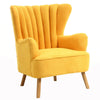 Scallop High Back Armchair Lounge Sofa Chair Padded Seat Wooden Legs + Footstool
