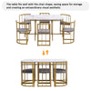 Dining Table and Chairs Set 6 Kitchen Table with MDF White Marble Tabletop Gold