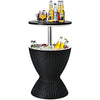 2-in-1 Cool Bar Table 30L Outdoor Beer Wine Ice Bucket Patio Ice Cooler Black