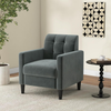 Armchair Velvet Upholstered Accent Chair Tufted Lounge Sofa Comfy Seat Grey