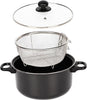Non Stick Chip Pan Deep Fat Fryer Cooking Pot Frying Basket With Lid