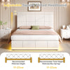 Double Bed Frame with Storage 4ft6 Ottoman Upholstered Bed Frame with LED Strip