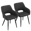 Grey Dining Chairs Set of 2 Faux Leather Diamond Seat with Hole Modern Chair