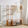 Heavy Duty Bamboo Clothes Rail Rack Garment Hanging Stand Corner Open Wardrobe