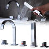 Bathroom 5-Hole Chrome Sink Bath Filler Tap & Hand Held Shower Mixer Taps Faucet